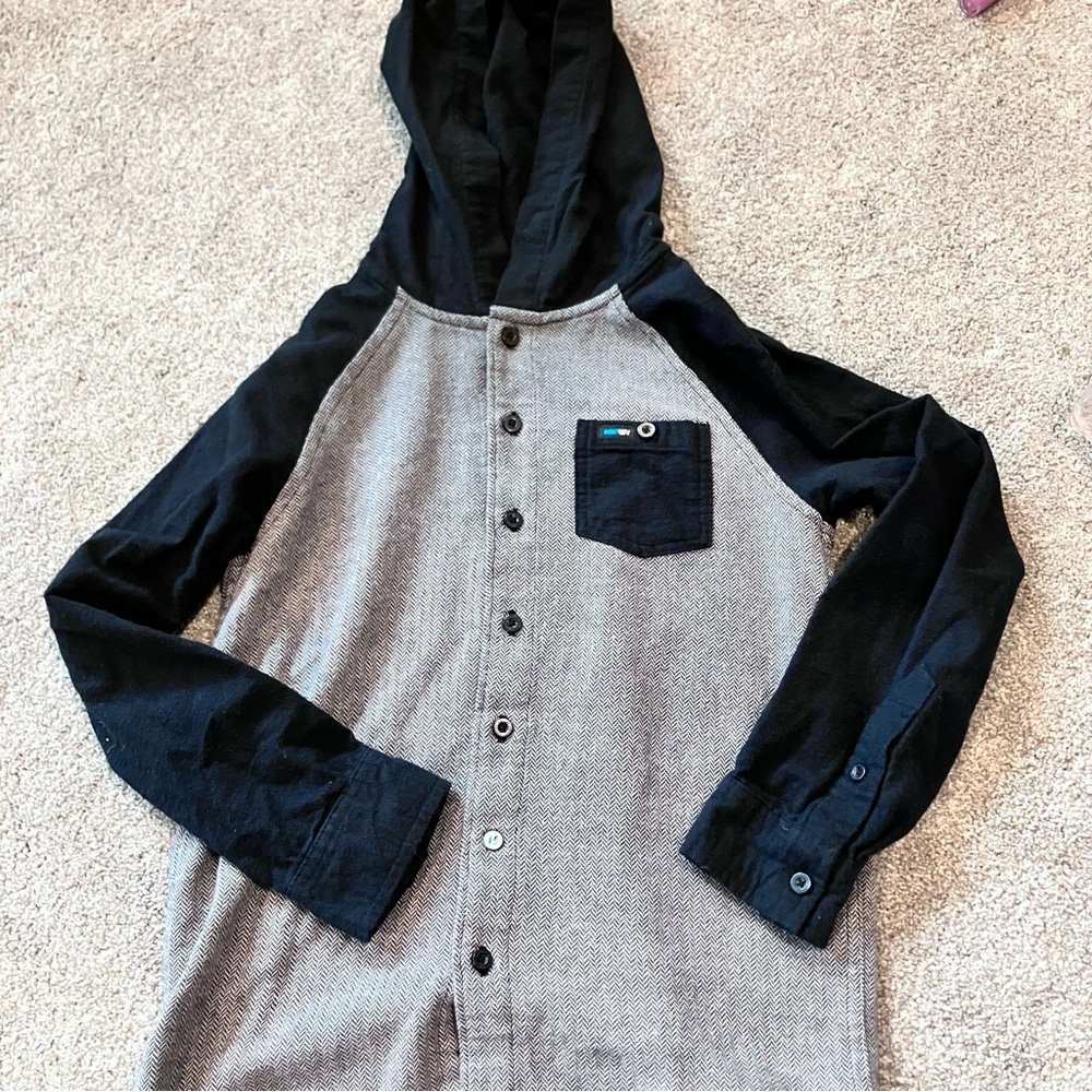 Black Amplify and Gray Hooded Button-Up Shirt 8y